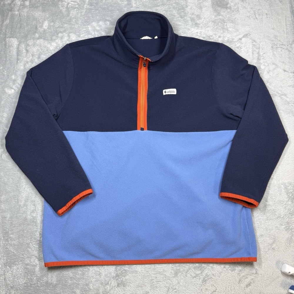 Cotopaxi Fleece Pullover 1/4 Zip Mens XXL Blue Orange Colorblock Outdoor